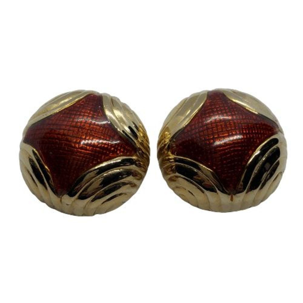 Stunning Chunky Vintage BLANCA Gold Tone Clip On Dome Statement Earrings - Picture 2 of 7